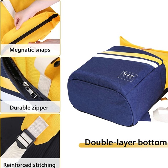 Roll Top Backpack Blue & Yellow.. New! - Picture 5 of 15